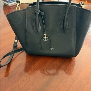 kate spade Black Pebbled Leather Tote with Heart Charm